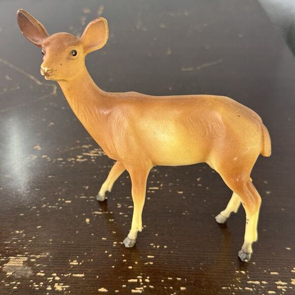 Vtg Celluloid Hard Plastic Deer Figurines Set of 4 Hong Kong 3 Doe 1 Fawn Bambi - Picture 10 of 12